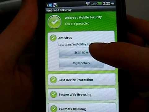 Webroot antivirus for android display